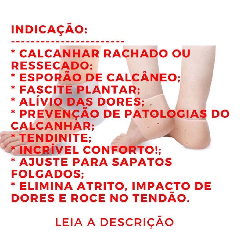 Par de Meia Palmilha Silicone Gel Protecao Ortopédica Esporão Calcanhar Fascite Tamanho Unico pronto entrega 😍Compre 1 Leve 2 😲