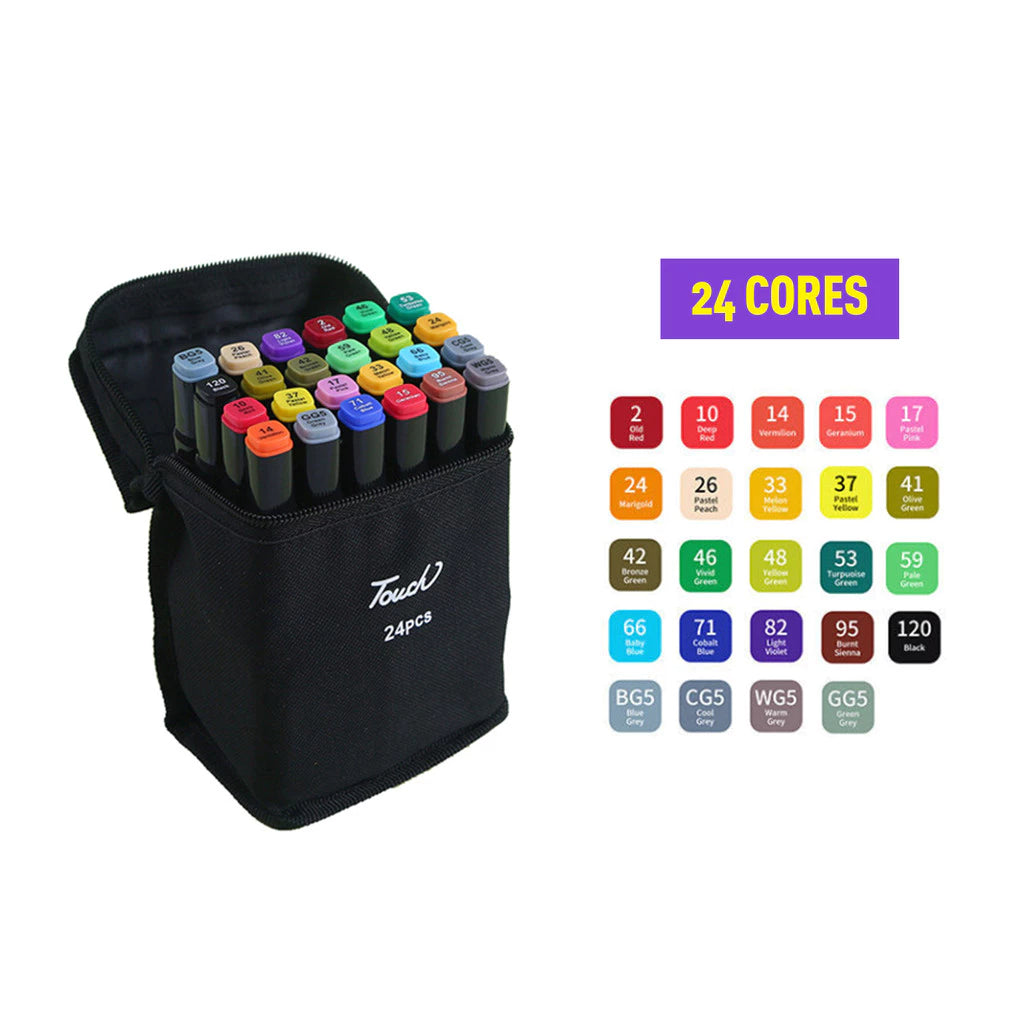 Caneta Marcadora 24/36/48/60/80/100/120/168 Ponta Dupla Conjunto de canetas colorida marker Artes