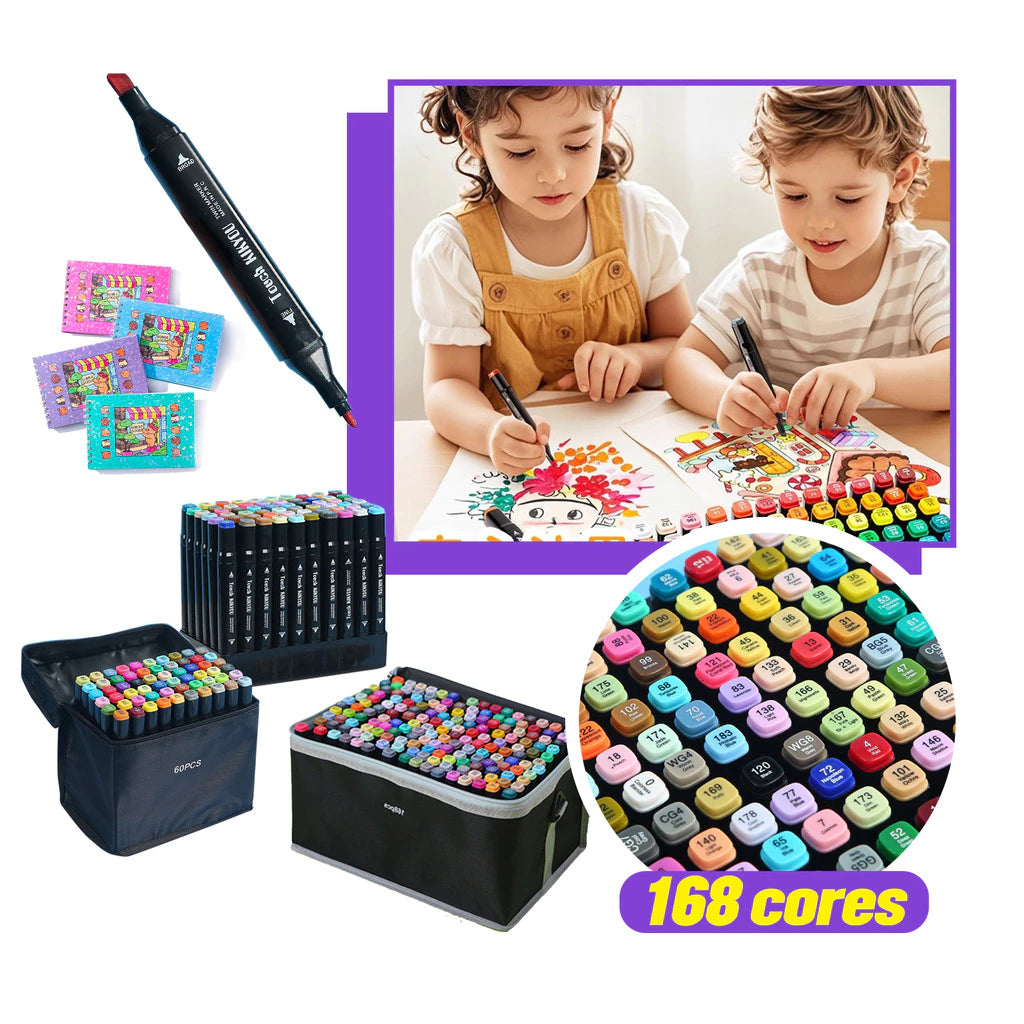 Caneta Marcadora 24/36/48/60/80/100/120/168 Ponta Dupla Conjunto de canetas colorida marker Artes