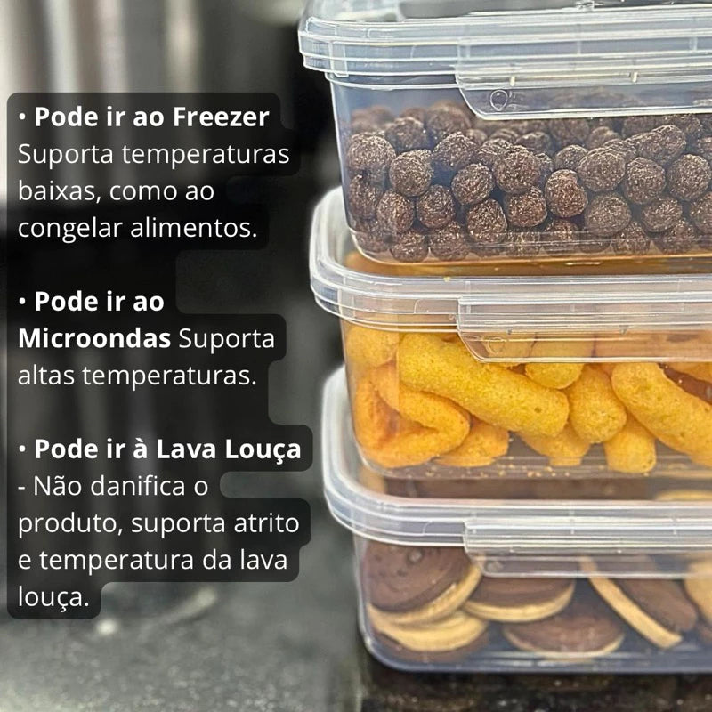 Kit 10 Marmita Potes 800ml com Travas Laterais BPA FREE Alimentos organizadores de congelador